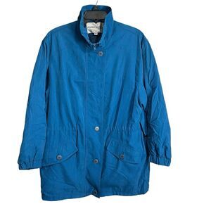 Forecaster of Boston Women’s Coat M Blue Adjustable High Neck Zip Button Winter